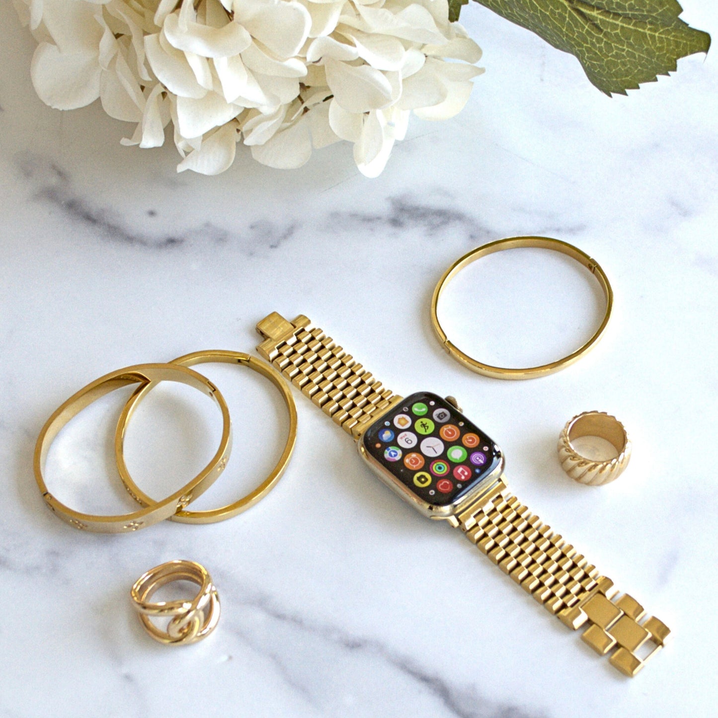 Bracelet Élysée – Acier Inoxydable Doré pour Apple Watch