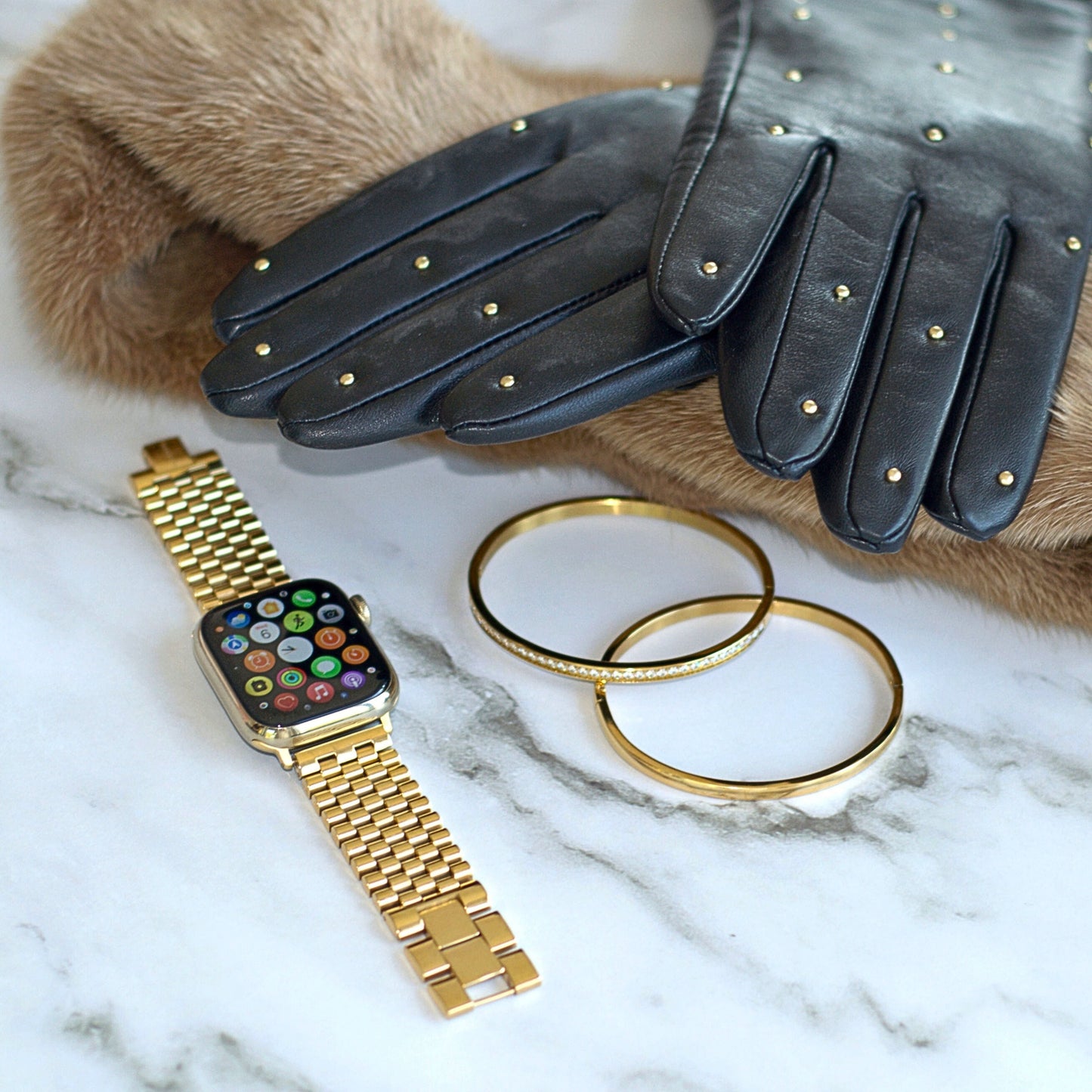 Bracelet Élysée – Acier Inoxydable Doré pour Apple Watch