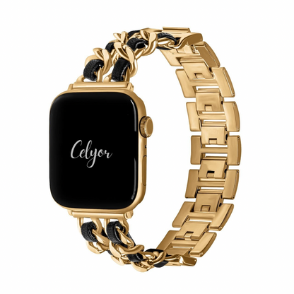 Bracelet Rivoli Chaîne Élégance en Acier & Cuir pour Apple Watch