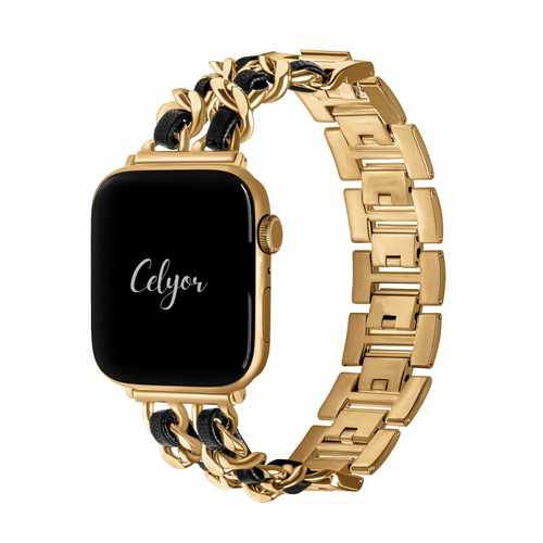 Bracelet Rivoli Chaîne Élégance en Acier & Cuir pour Apple Watch