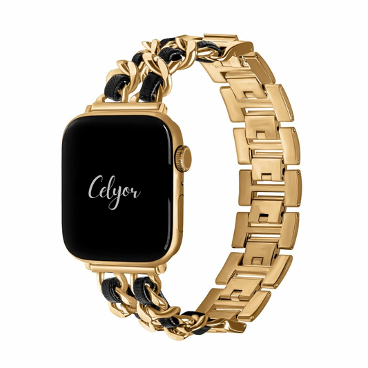 Bracelet Rivoli Chaîne Élégance en Acier & Cuir pour Apple Watch